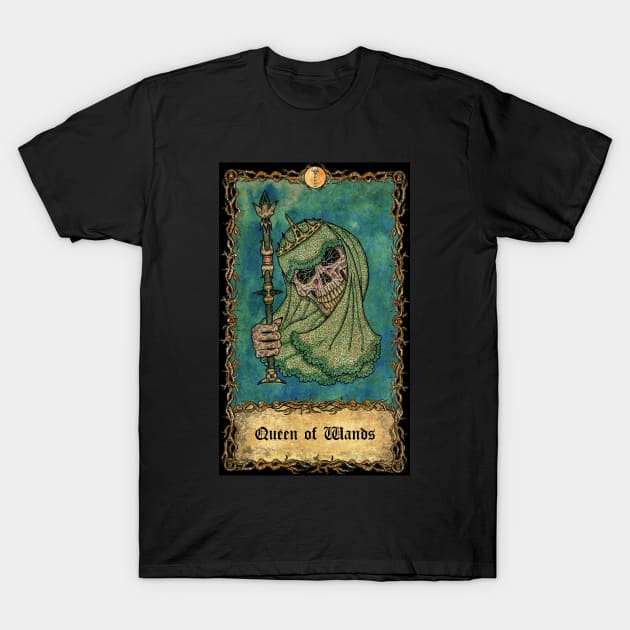 Queen Of Wands. Eternal Bones Tarot (Colorful) design. T-Shirt by Mystic Arts